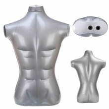 PVC Plastic Inflatable Male Torso Model Form Half Man Body Mannequin Model Silver Shop Clothing Display Props
