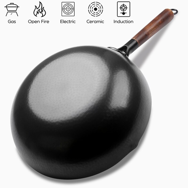 Non-stick Iron Wok Traditional Cookware Iron Wok Pan Non-coating Pans Cooking pots induction kitchen Utensils