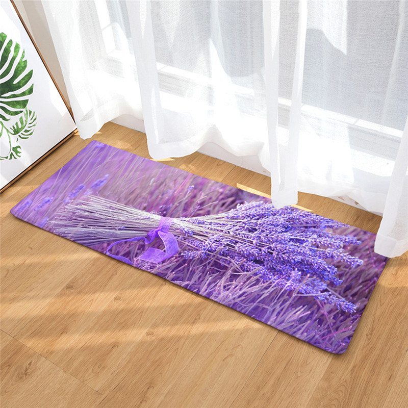 Peinture à la lavande antidérapante flanelle | 40x60cm, tapis de salle de bain, d'absorption d'eau, tapis de sol, tapis de porte, directe: 3
