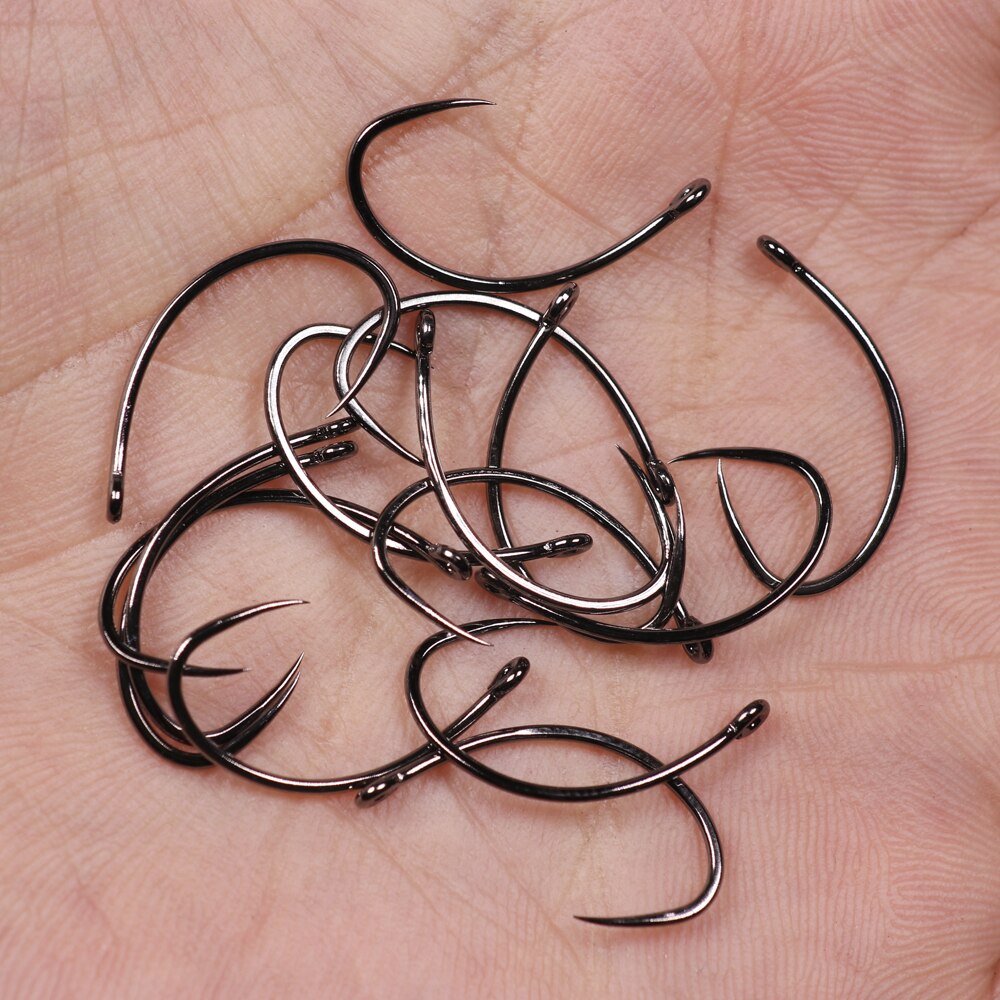 Vampfly 20pcs Barbless Curved Nymph Stonefly Klink Fly Tying Hook Ultra Sharp Fly Fishing Hooks