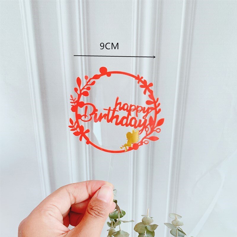 Flower Happy Birthday Cake Topper Garland Letter Cupcake Cake Top Flags for Kids Birthday Party Cake Toppers Baby Shower Supplie