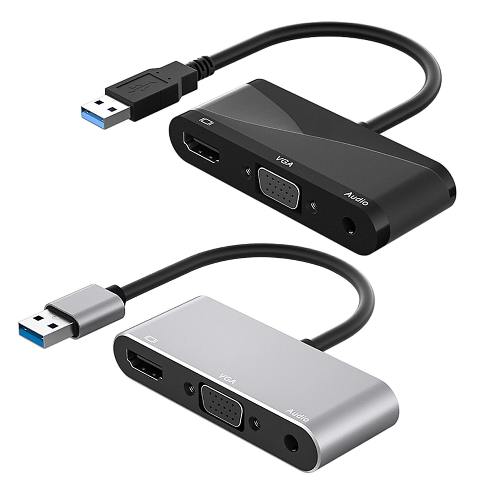 USB 3.0 to VGA Adapter 1080P Multi-Display with Audio Output Audio Video Converter for PC