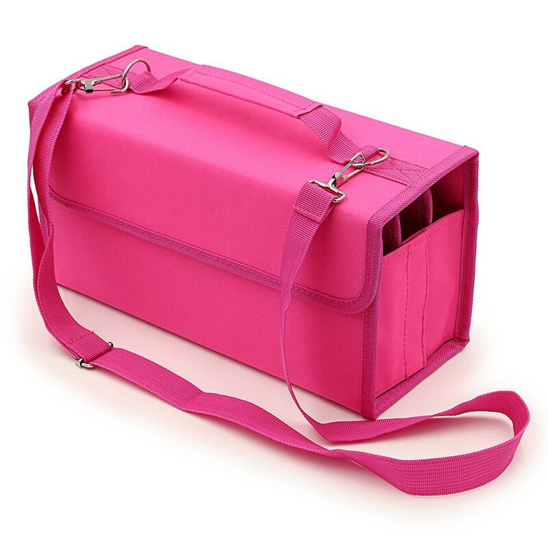 Premium Oxford 80 Slots School Marker Case Markers Bag Holder Marker Pen Painting Draw For kids Student Any Artist: Rose red