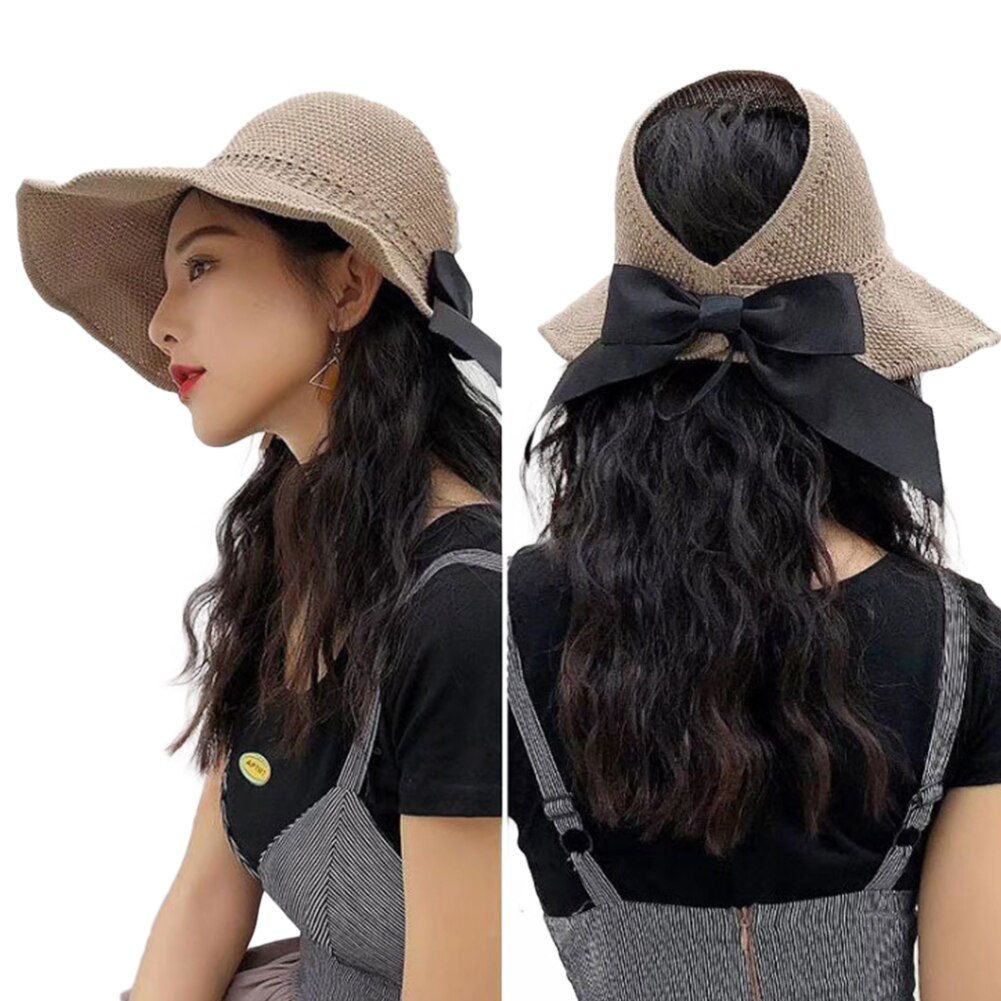 Women Girl Straw Hat Summer Cap Hand-Made Folding Beach Round Fisherman Basin Hat