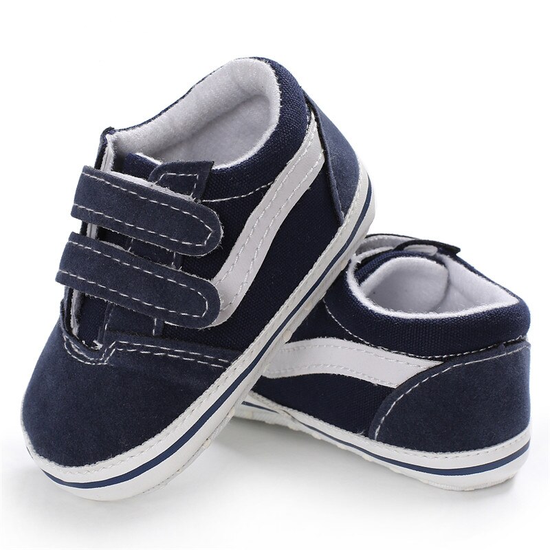 0-18m fasion nyfødt barn baby dreng pige sko blød sål hvid barnevogn sko sneakers hvid canvas casual tenis infantil sneaker: Blå / 0-6 måneder