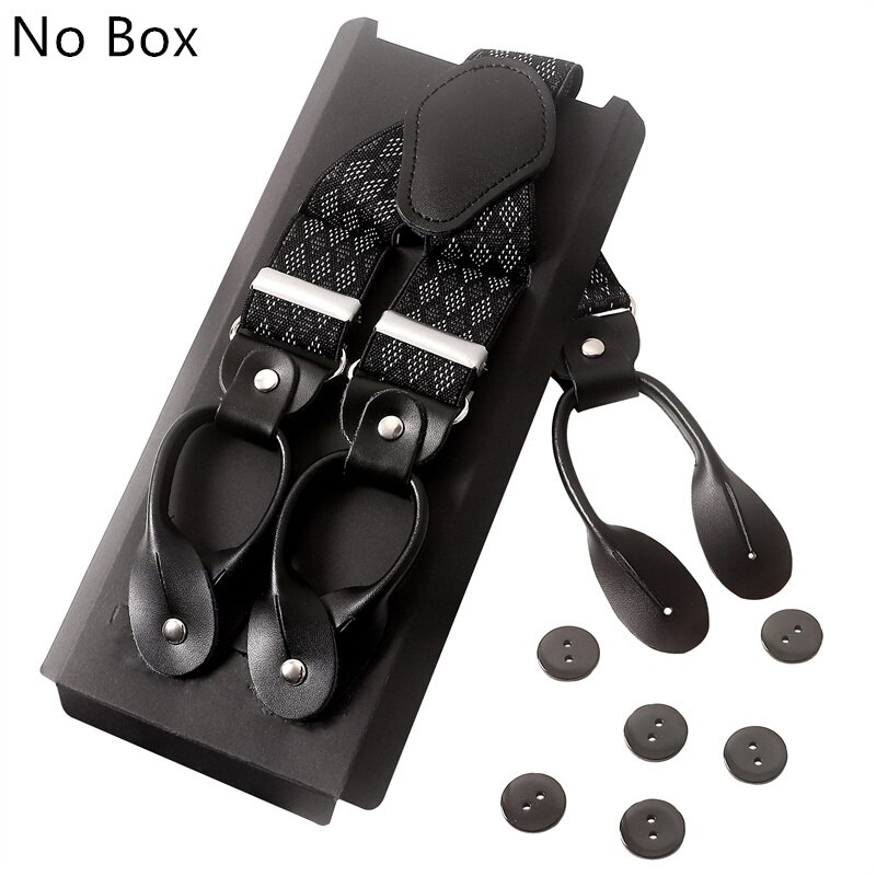 Vintage 3.5 Cm Wide Black Leather Suspenders Men Leather Button Suspenders Pant Braces Male Wedding Unisex Wear
