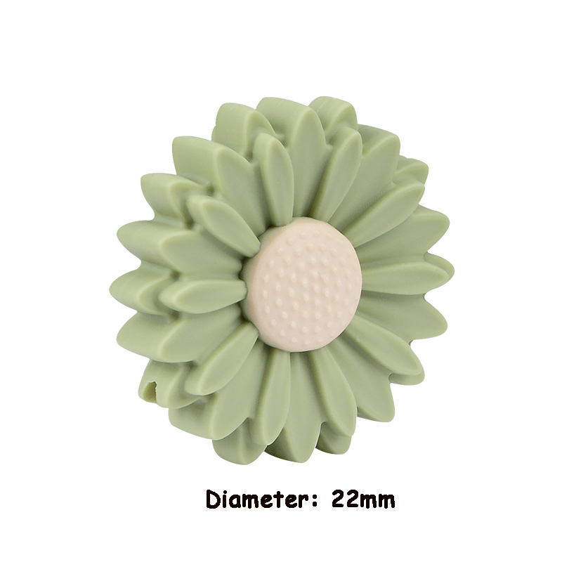 10PCS Silicone Beads Daisy Baby Teething Silicone Beads Sunflower DIY Food Grade Rodent Toy BPA Free Nurse Accessories: 22mm-Lint