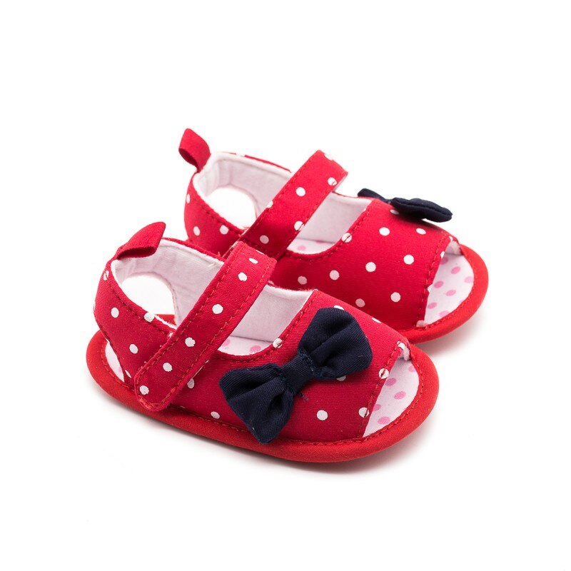 Sandali del bambino Del bambino Del Cotone Della Ragazza Scarpe Appena nato polka punto arco Carino Sandali Del bambino Della Ragazza di proprietà Della Principessa Scarpe 0-12M Sandali Da Spiaggia