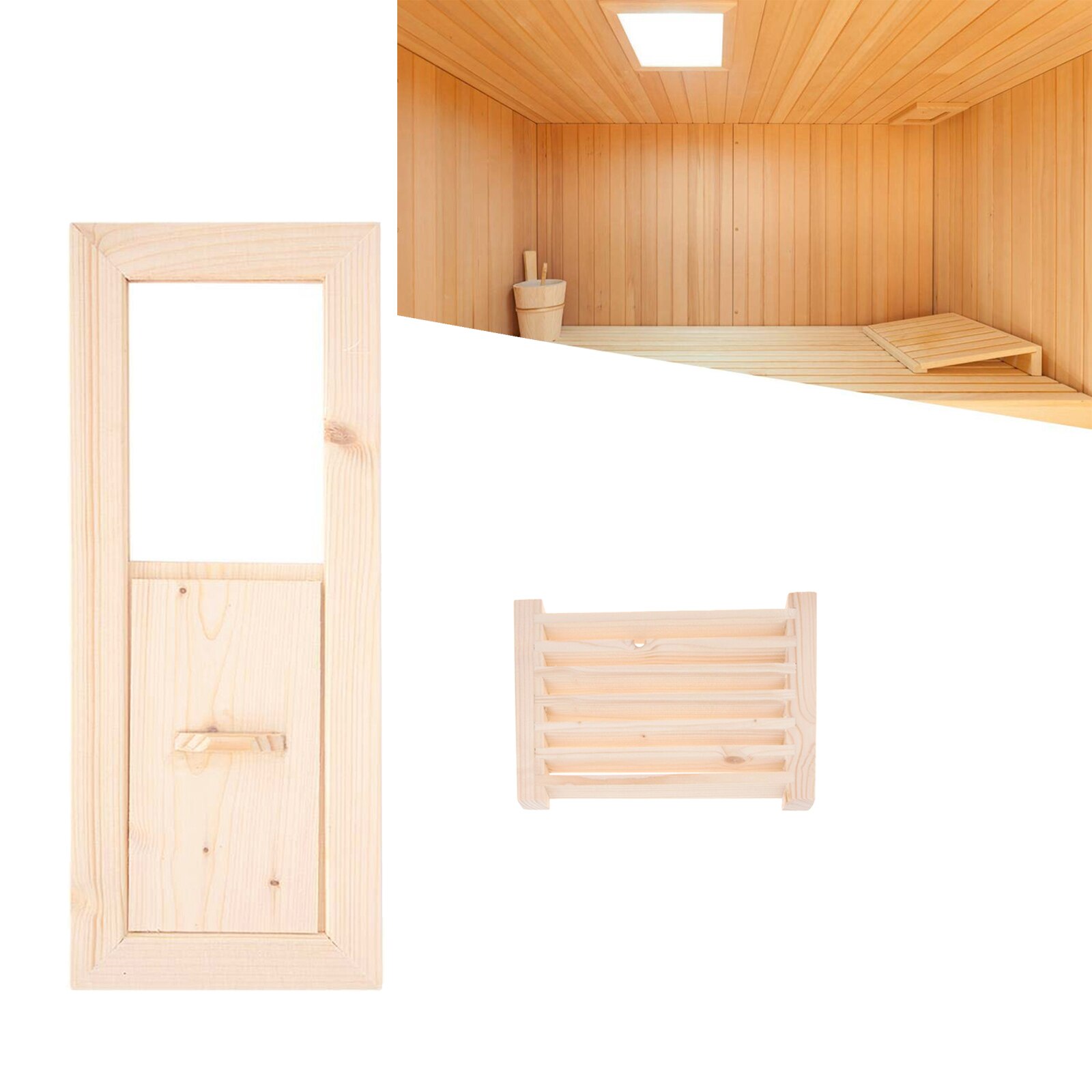 1Set Wooden Rectangle Air Vent With Blind Cover Sauna Grille Ventilation Steam Room Sauna Accessory