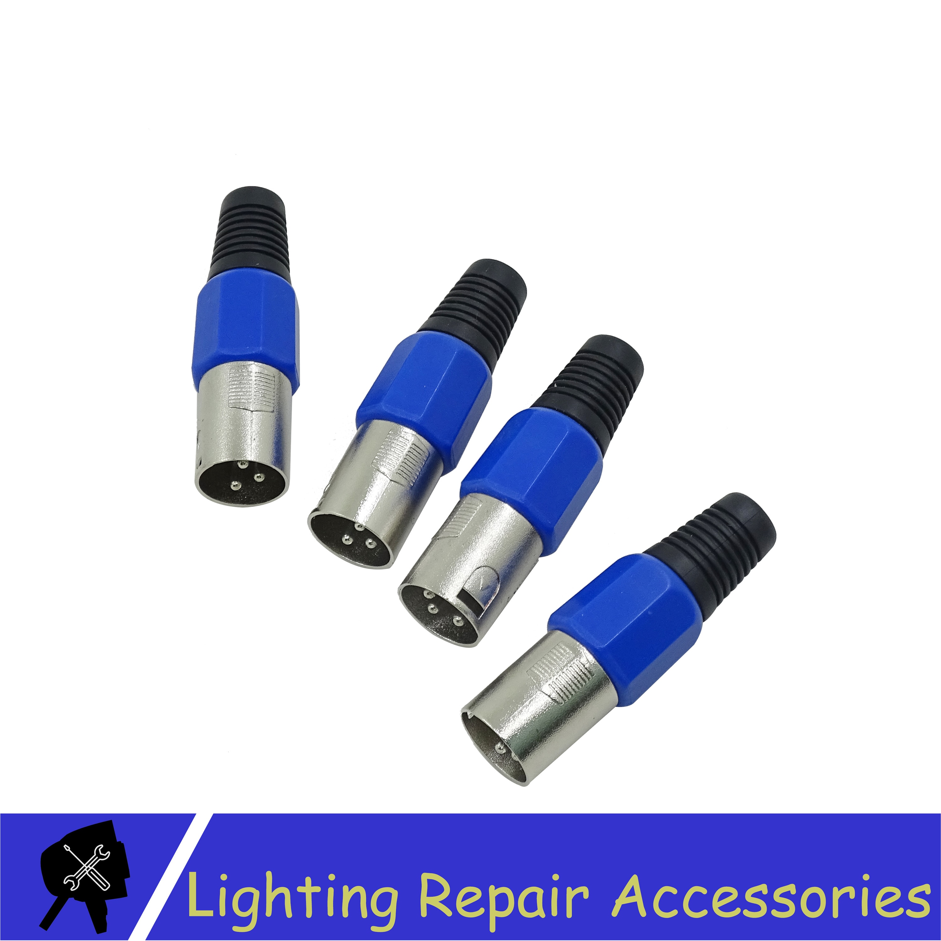 5 Sets 3-PIN XLR Metalen Connector Voor DMX Kabel Microfoon Kabel Blauw Audio Kabel Connector Stadium Licht Accessoires