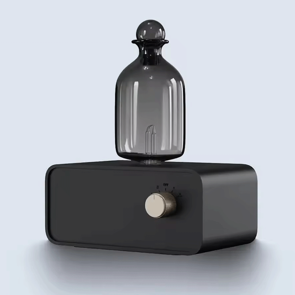 Diffusore di oli essenziali in vetro Diffusore di aromi con base di venature del legno 2600mAh Nebulizzatore professionale per macchina per la casa e l'ufficio: Default Title