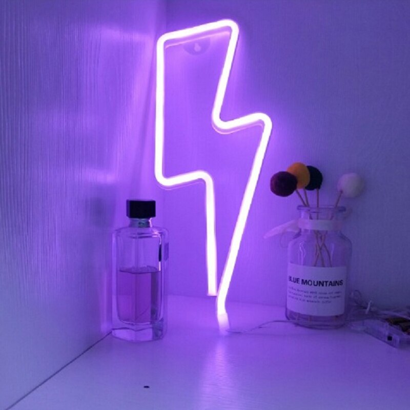 Lightning Led Neon Sign Muur Nachtlampje Usb Batterij Operated Tafellamp Voor Thuis Slaapkamer Party Wedding Decor Kids: Purple