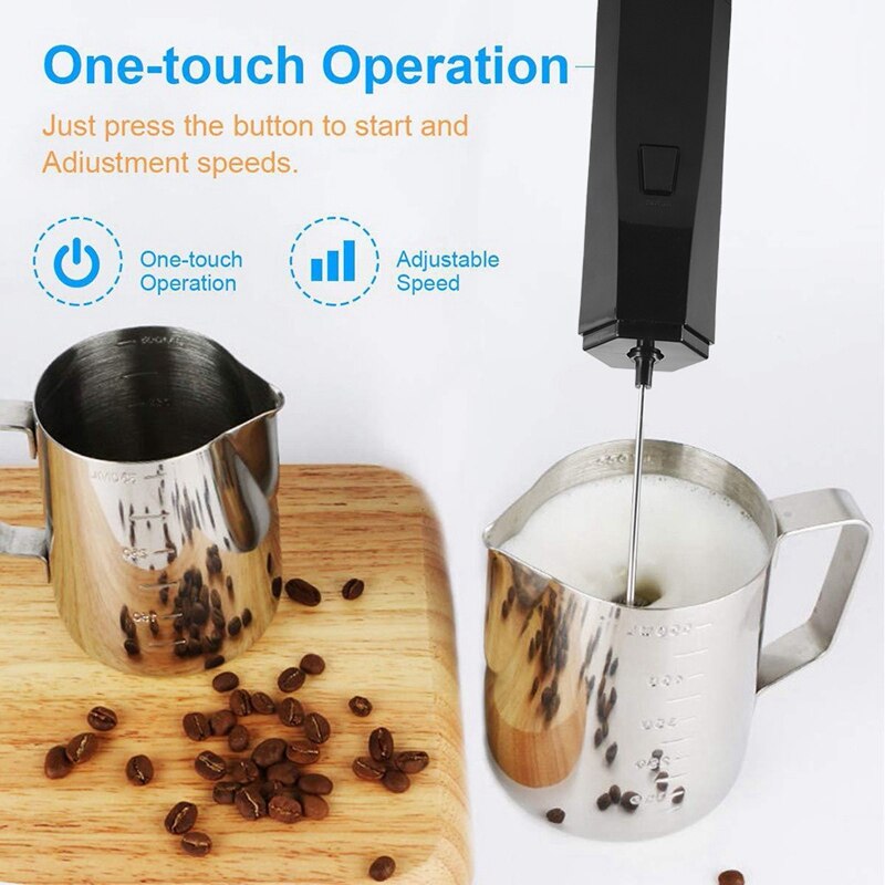 Mælkeskummer elektrisk skum genopladelig elektrisk mælkeskummer håndholdt med piskeris af rustfrit stål til æg, kaffe
