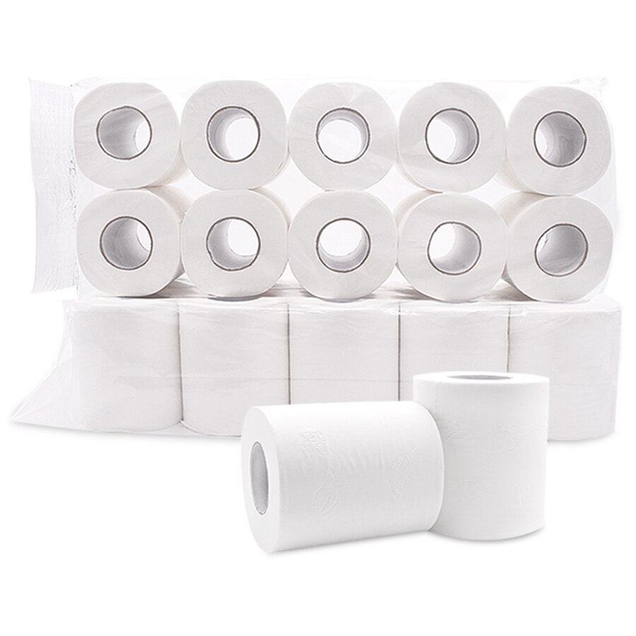Rollo de papel blanco de repuesto para papel higiénico, servilletas de mesa de 4 capas para prevenir la gripe, 10 rollos,