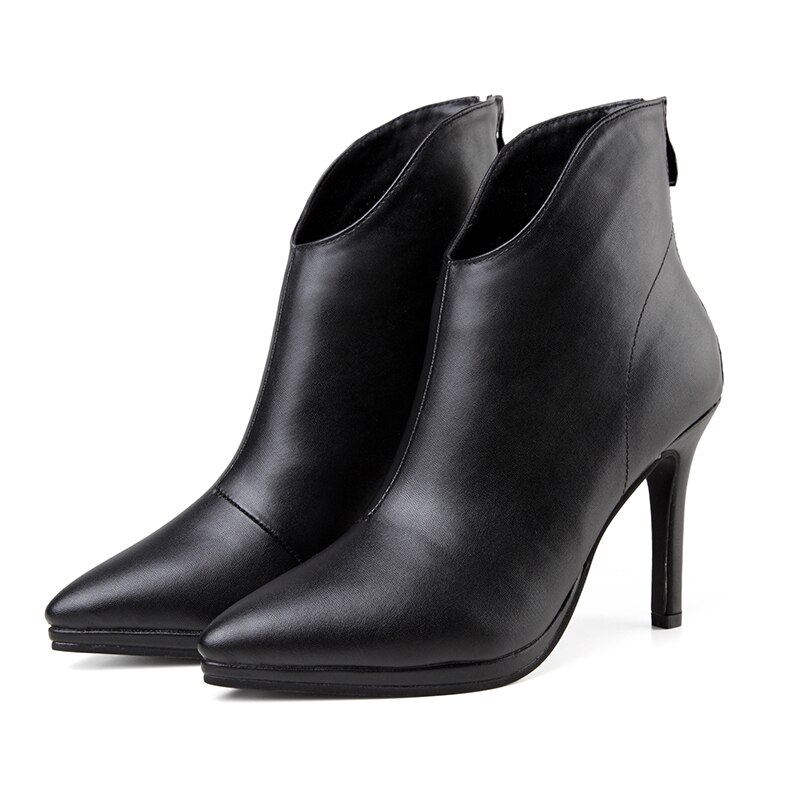 femmes bottines dames talons minces chaussures serpent imprimer botte courte femme automne hiver confortable grande taille chaussures: Black / 6