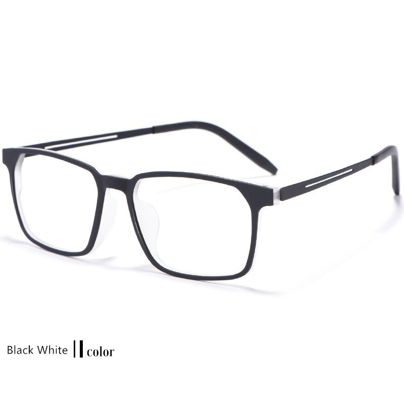Gafas de titanio puro ultraligeras para hombre y mujer, lentes de cuadrada con montura graduada, 8878: Black white