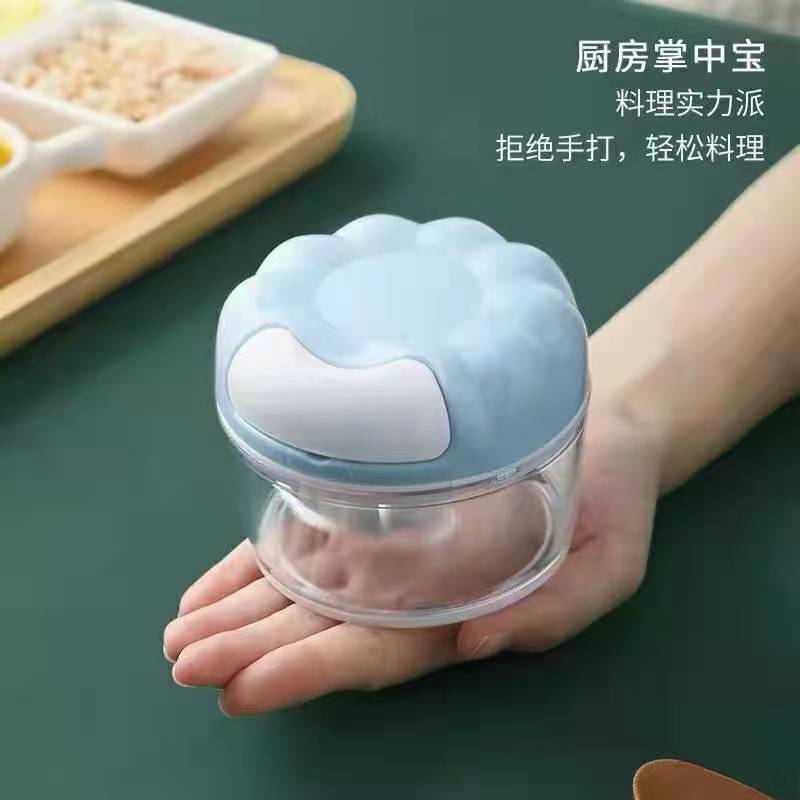 3In1 Garlic Press Garlic Chopper Onion Multifunctional Hand-pulled Meat Grinder Shredder Hitter Household Kitchen Gadget Tool: Blue
