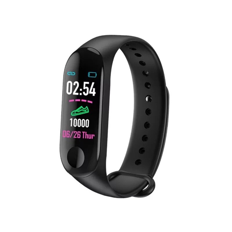 Running Pedometer M3 Plus Blood Pressure Monitor Heart Rate Fitness Tracker Smart Bracelet Step Counter Waterproof Pedometers: M3 Plus Black