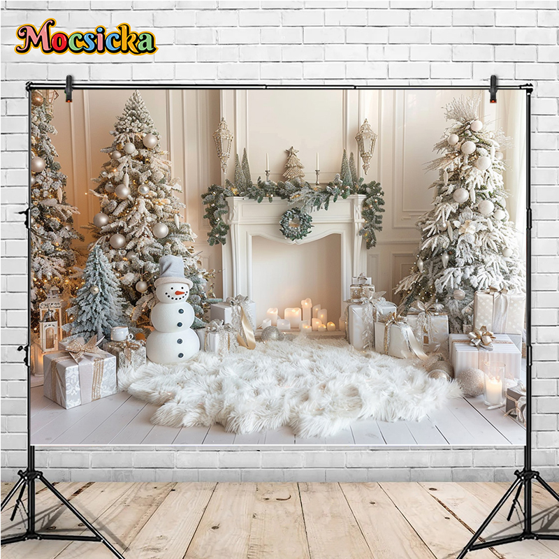Mocsicka Winter Christmas Photography Background Gorgeous Mantel Decoration Party Family Portrait Photo Backdrops Studio: ROYAL BLUE / 150*200