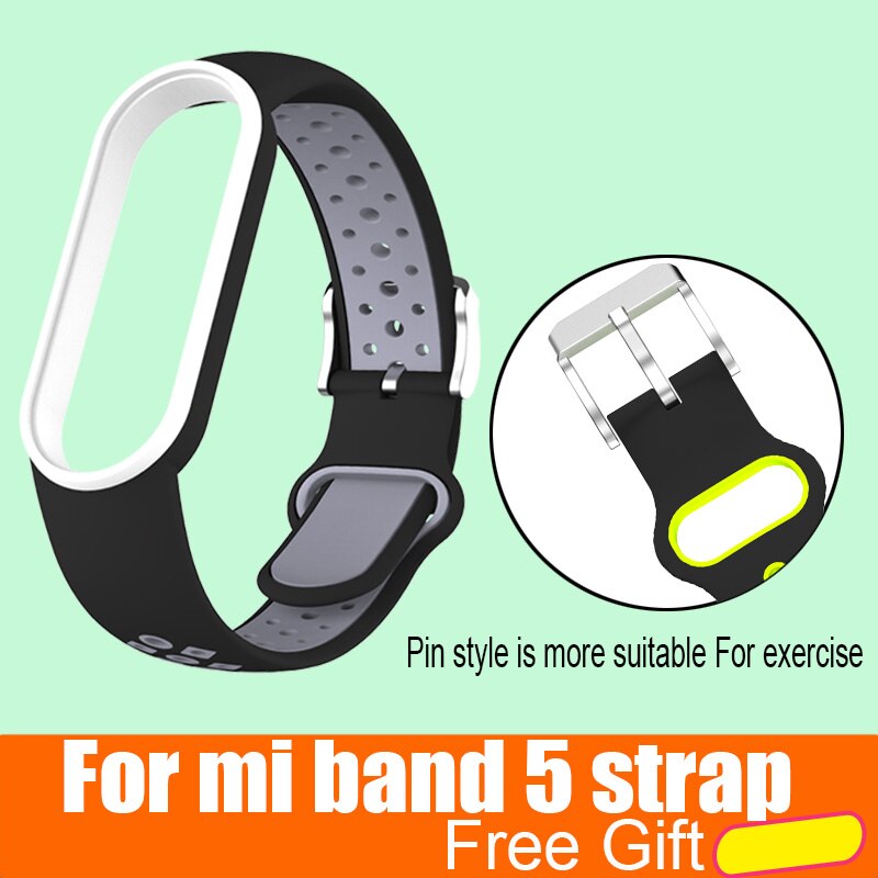 Mi Band 5 Wrist Strap for Xiaomi Mi Band 5 NFC Silicone Wristband Bracelet Mi5 Smart Watches Miband5 Accessories Sport Strap: black gray