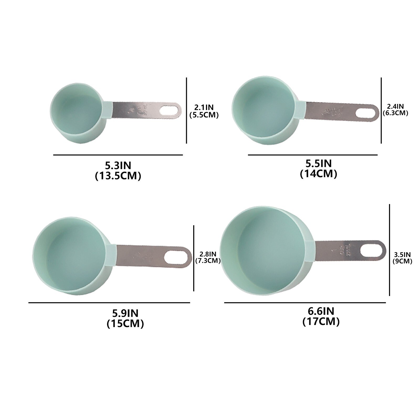 8Pcs Green Plastic Measuring Spoons Cups Set Tools Measure For Baking Coffee Kitchen Accessories Outils Mesure Balances