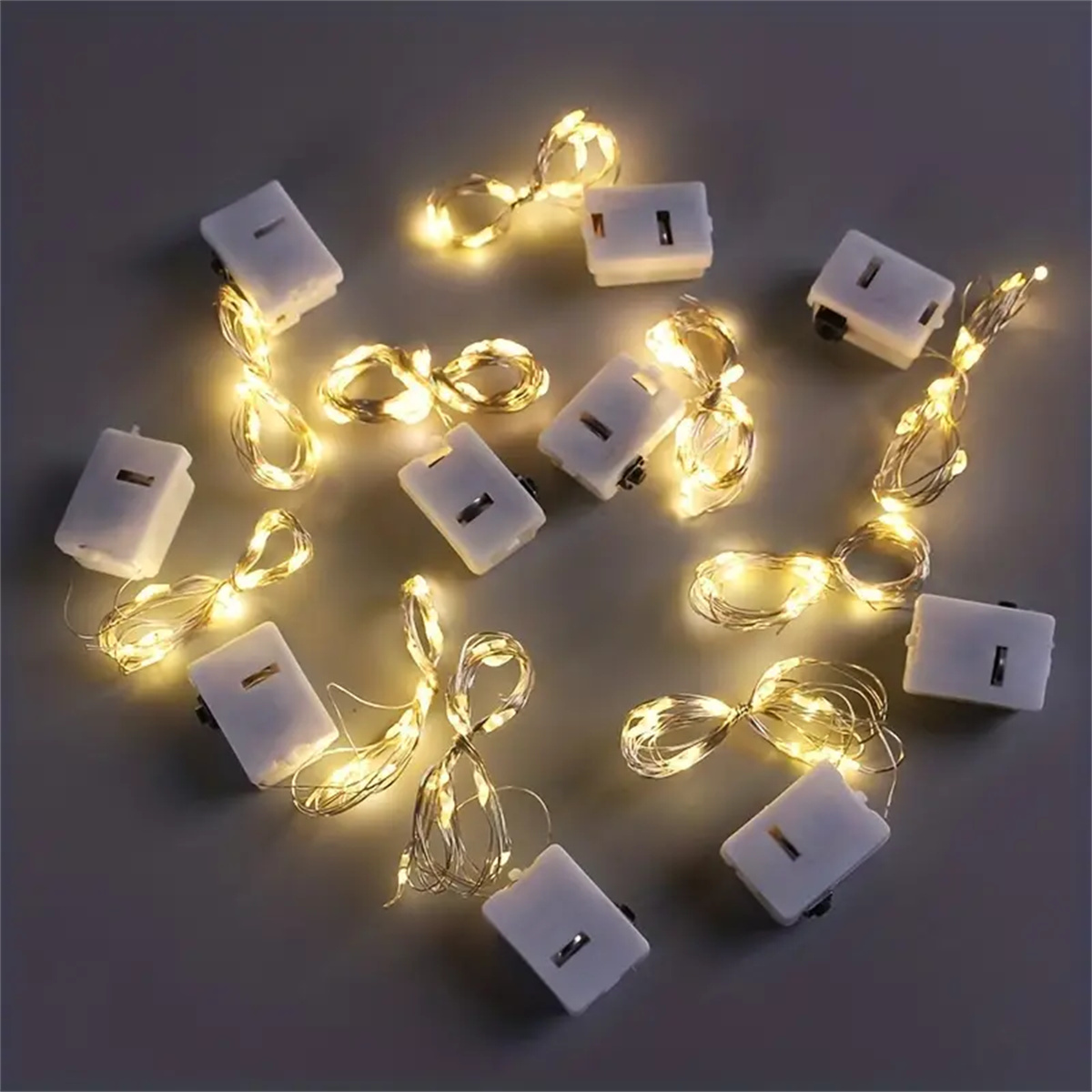 Cadena de luces LED con batería, alambre de cobre impermeable, luces de cielo estrellado, utilizado para decoración de fiestas y Ramos, 6,6 pies, 20 LED, 4/10/40: Color blanco cálido / 0,5 W