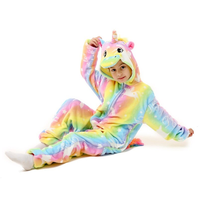 Kinderen Eenhoorn Regenboog Kigurumi Pijama Kids Animal Pyjama Kinderen Unicornio Jumpsuits Overalls