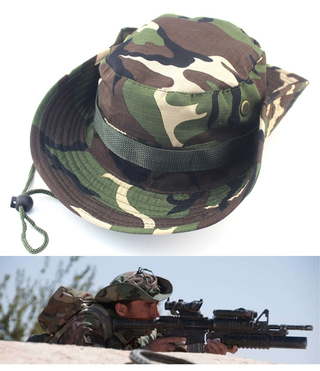 Gorros Boonie de arbusto al aire libre, gorro de pesca de camuflaje de la jungla: 22