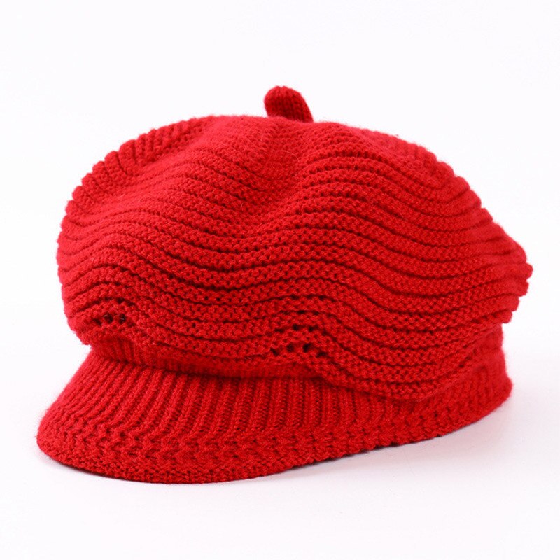 [Aetrends] Vrouw Hoed Gebreide Achthoekige Hoeden Voor Vrouwen Vintage Achthoekige Cap Vrouwen Hoeden Sombrero Mujer Sombrero Z-6598: Red