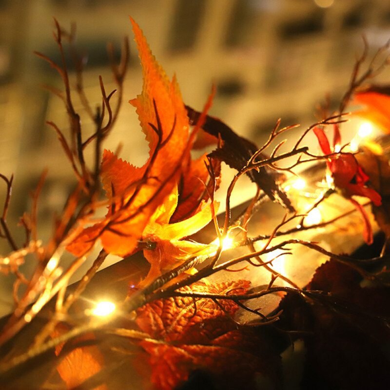 String Light Garland Decor Artificial Flowers Maple Leaves Artificial Autumn Plants Stylish Simplicity Shining Like Stars