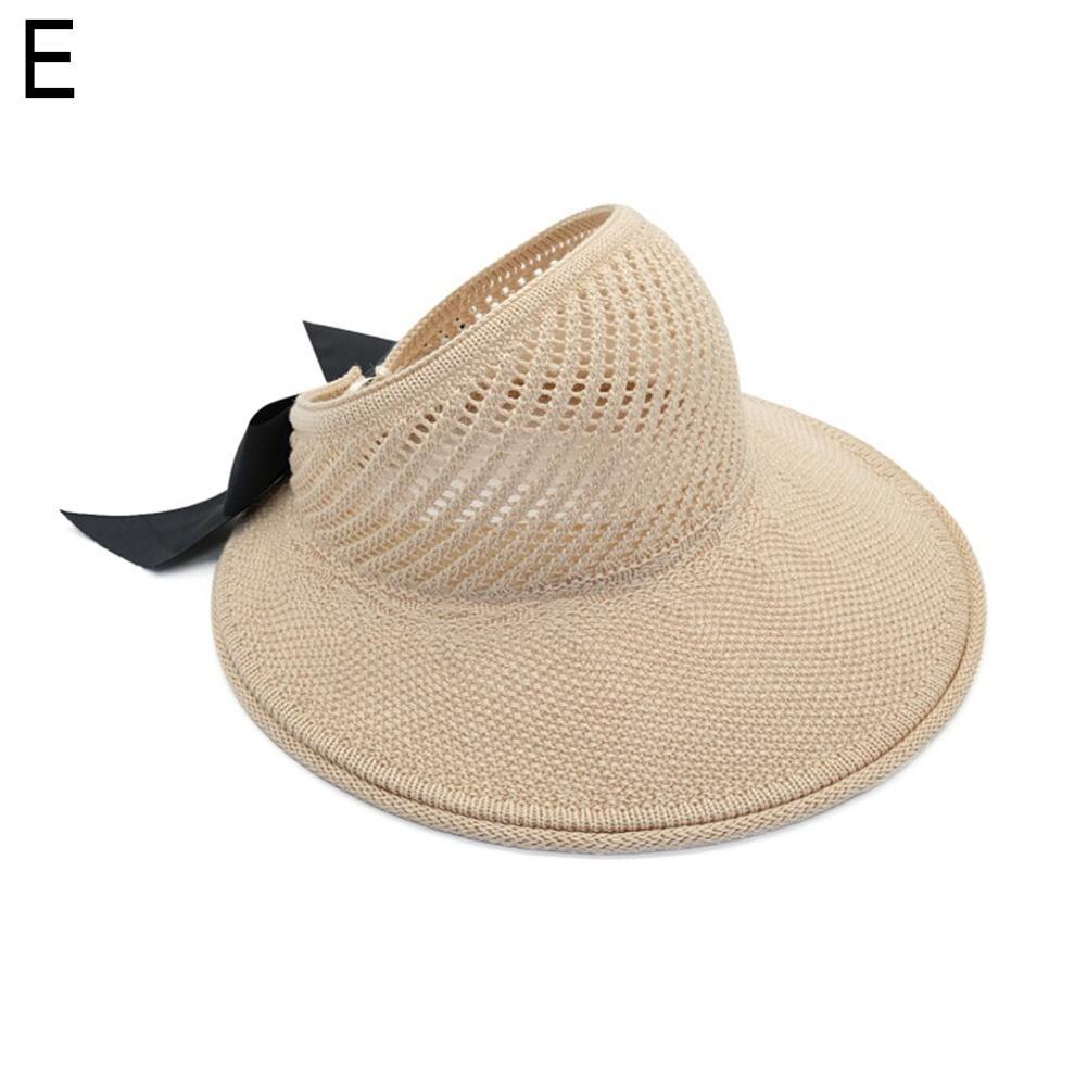 Outdoor Zomer Vrouwelijke Zon Hoeden Grote Rand Klassieke Strik Stro Voor Vrouwen Strand Hoed Casual Mode Uv Cap Opvouwbare Hoed protec P2U8: E