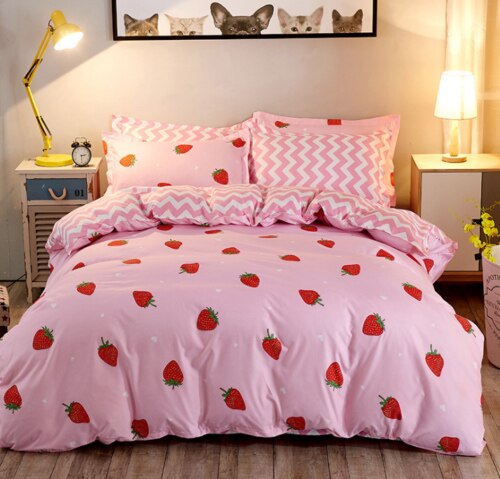 4pcs Flamingo Duvet Quilt Cover Pillowcases Bedding Set Single Double King Super: B / 180x220cm