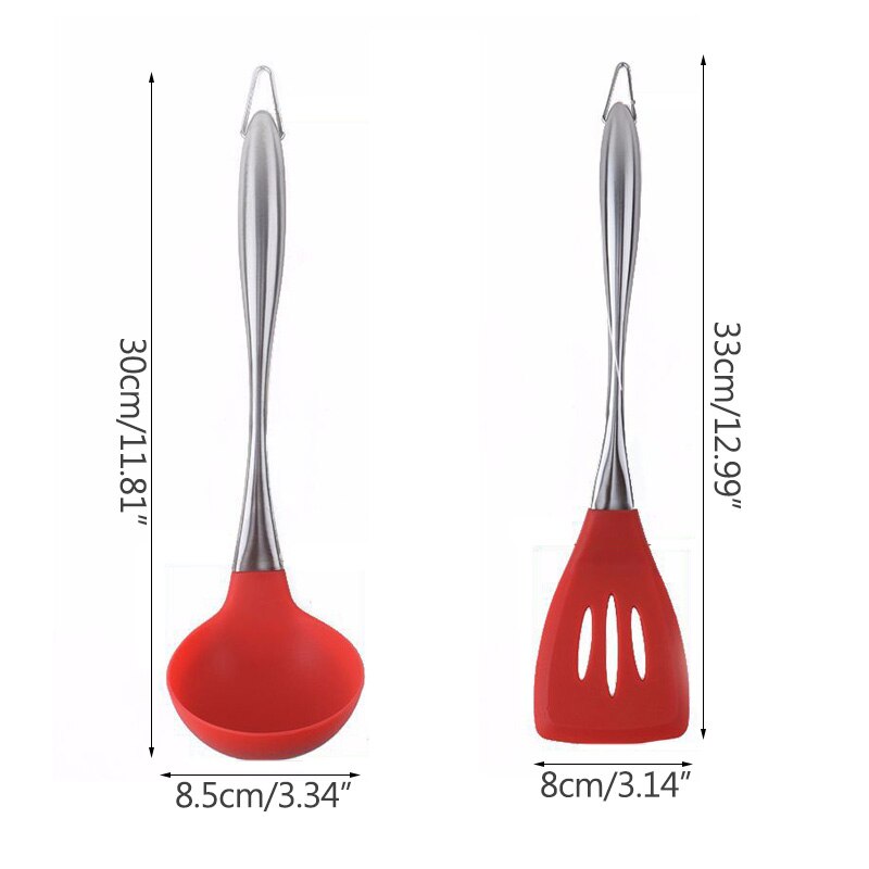 Kitchenware 304 Stainless Steel Hollow Handle Silicone Non-Stick Spatula Spoon Spoon Fence Shovel Kitchen Set Of Four