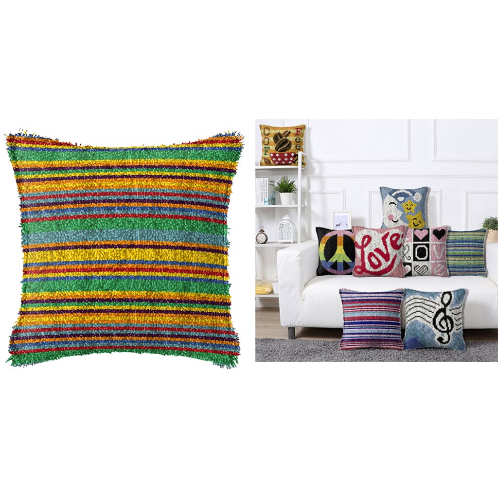 1 set spärrhakssatser för diy kuddfodral soffkudde med mönster tryckt och grundläggande verktyg och garn 16.93 x 16.93 tum: Rand
