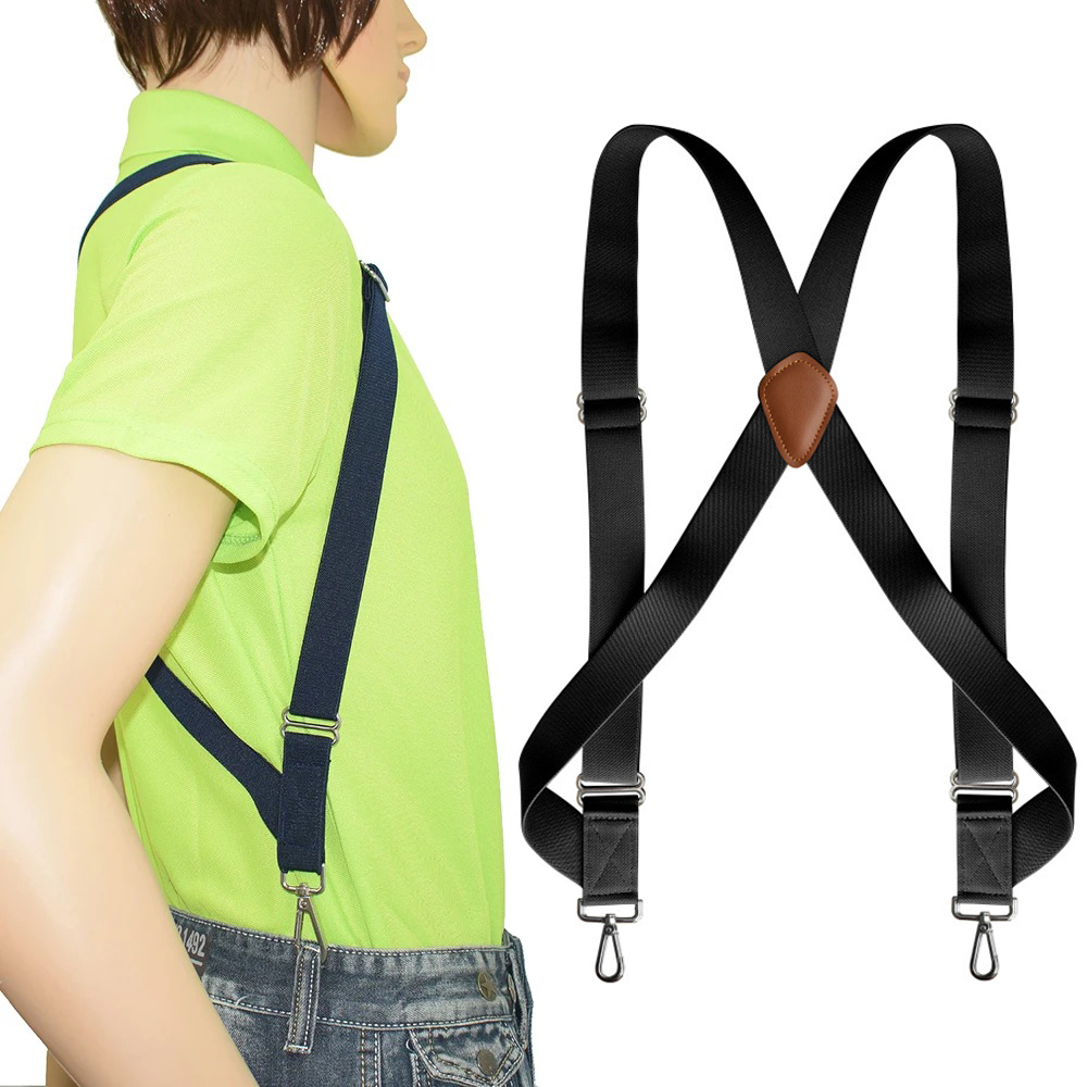 Mannen Zware Trucker Bretels 3.5Cm Breed X-Back Met 2 Side Clip Swivel Haken Verstelbare Elastische big Tall Broek Bretels