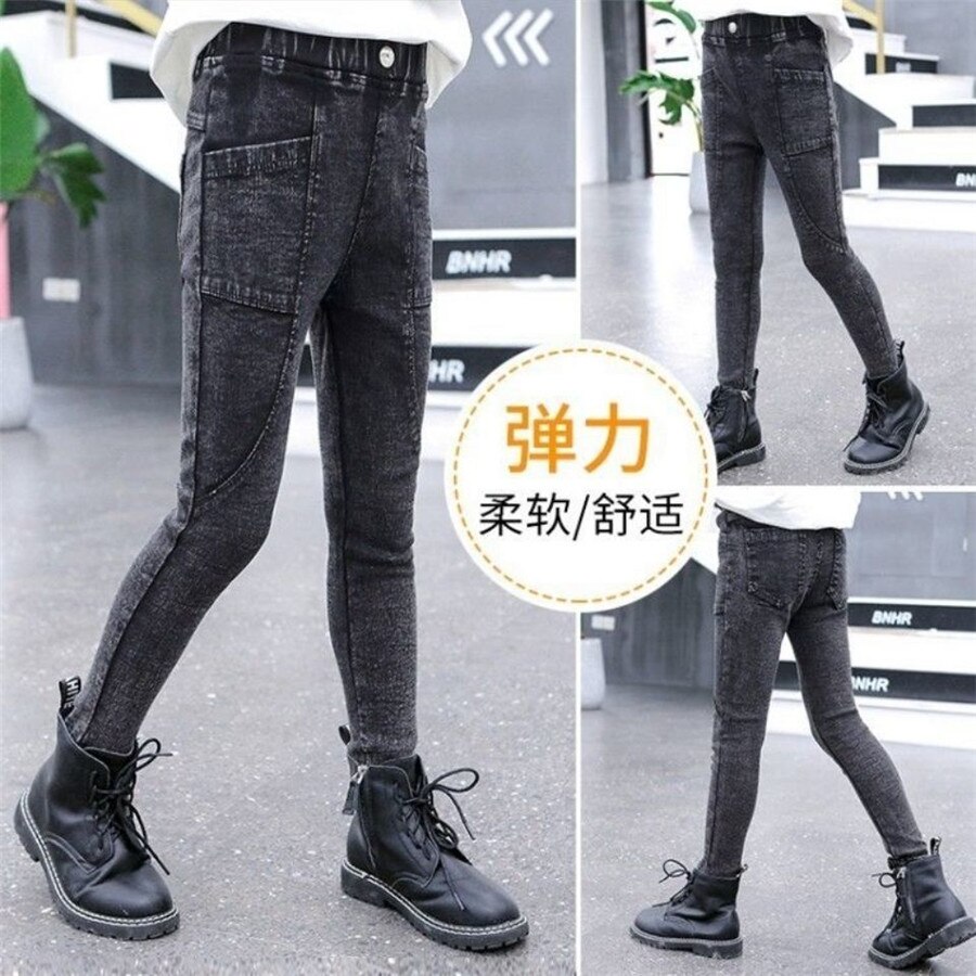 Girls Jeans Slim Skinny Kids Jeans For Girls Stretch Pencil Pants Kids Jeans Autumn Novelty Jeans Pants For Girls 6 8 10 12 14