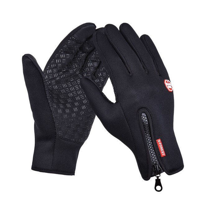 Winter Fishing Gloves Anti Slip Full Finger Warm Neoprene PU Breathable Leather Fitness Carp Fishing Gloves Fishing Accessories: Black / M