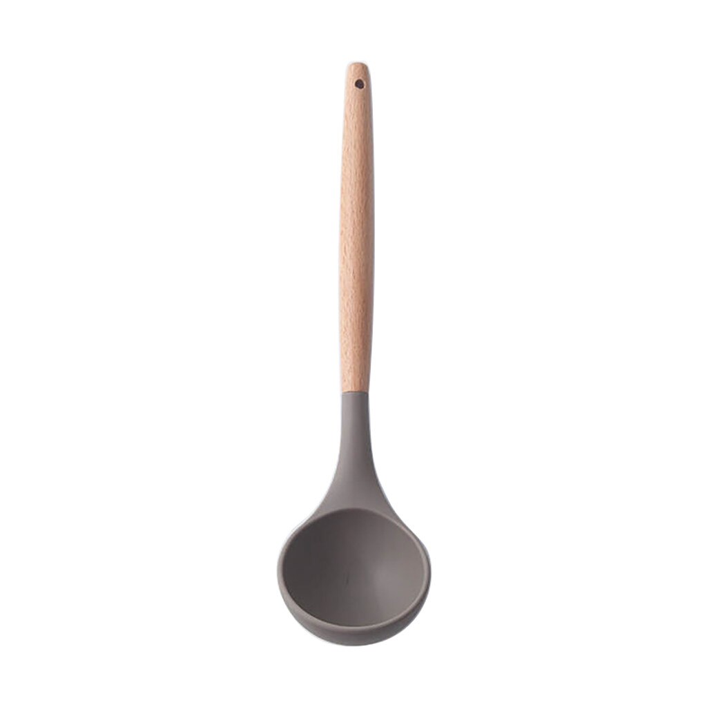 Wooden Silicone Kitchen Utensil Nonstick Utensils Cooking Ladle Turner Spatula Tong Cookware Baking Gadget Tool: D