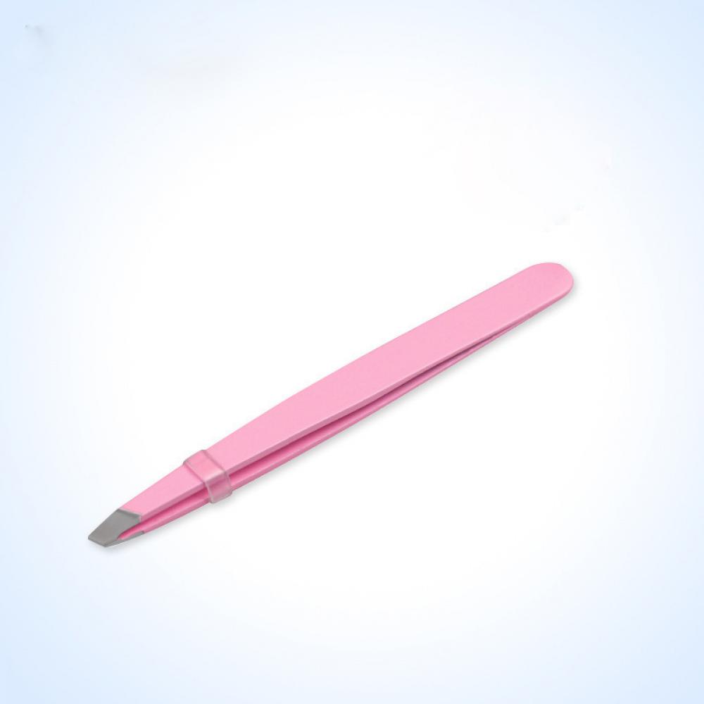 1 Pc Rvs Slant Tip Wenkbrauw Pincet Professionele Eye Brow Ontharing Cosmetica Wimper Extension Vrouwen Makeup Tools: Pink