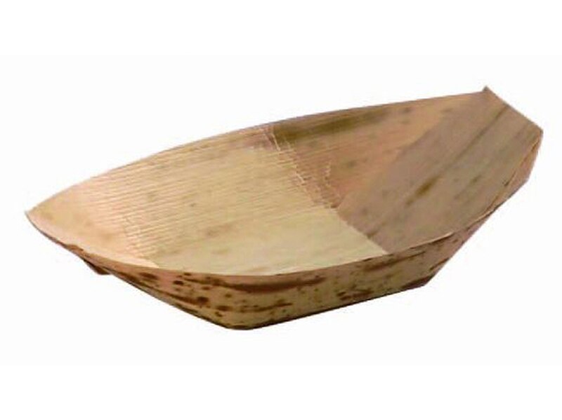 -suministros de boda para eventos, vajilla desechable ecológica, bote de hoja de bambú de 220mm, paquete de 20