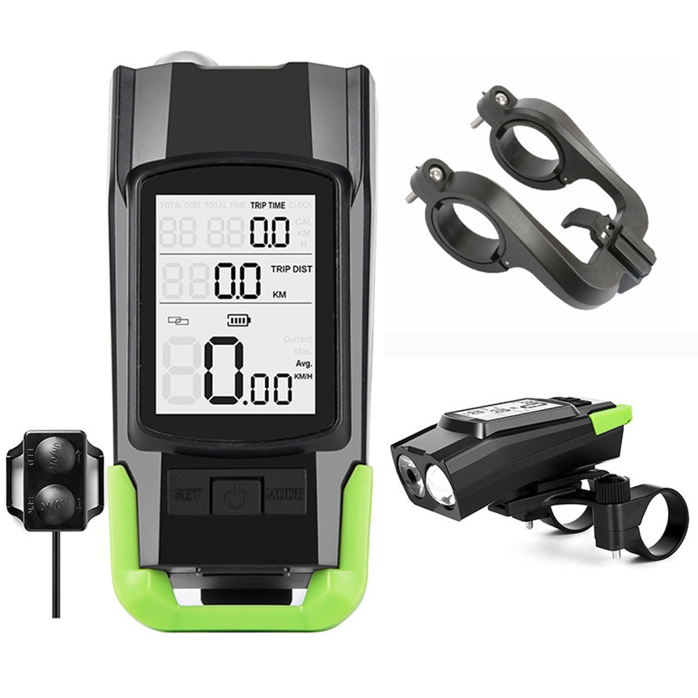 3-in-1 Tachometer + Scheinwerfer + Horn USB Fahrrad Computer 3 Modus Horn Taschenlampe LED Vorderseite Lichter radfahren Tacho
