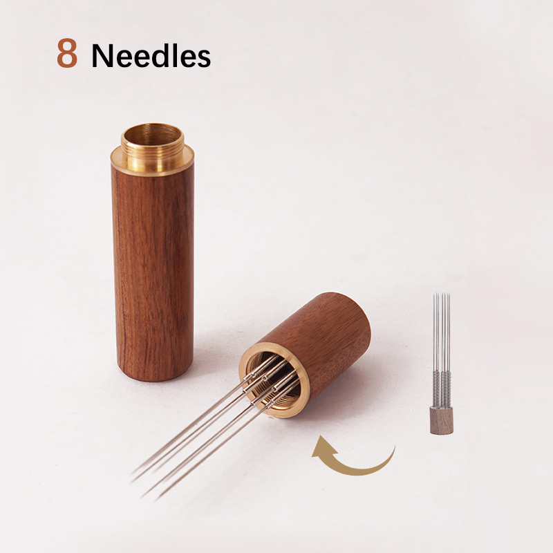 FHEAL Rvs Koffieroerder 0.4mm Espresso Distributeur 5/6/8 Fijne Naalden WDT Toolols Cafe Roeren Barista accessoires: Bruin