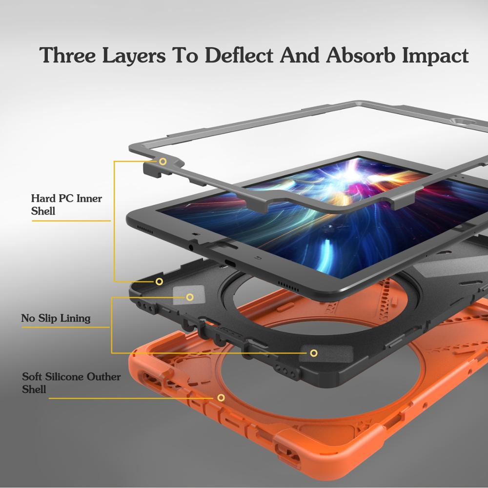 Armor coque voor samsung galaxy tab  s3 9.7 sm-t820 t825 handriem 360 draaibare standaard hoes voor samsung  t820 t825 hoesje 9.7 ''