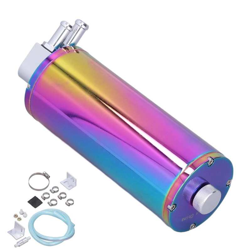 Bidon rond universel de réparation d&#39;huile, capacité de 350ML, alliage d&#39;aluminium de haute dureté, réservoir d&#39;huile à 2 ports pour voiture