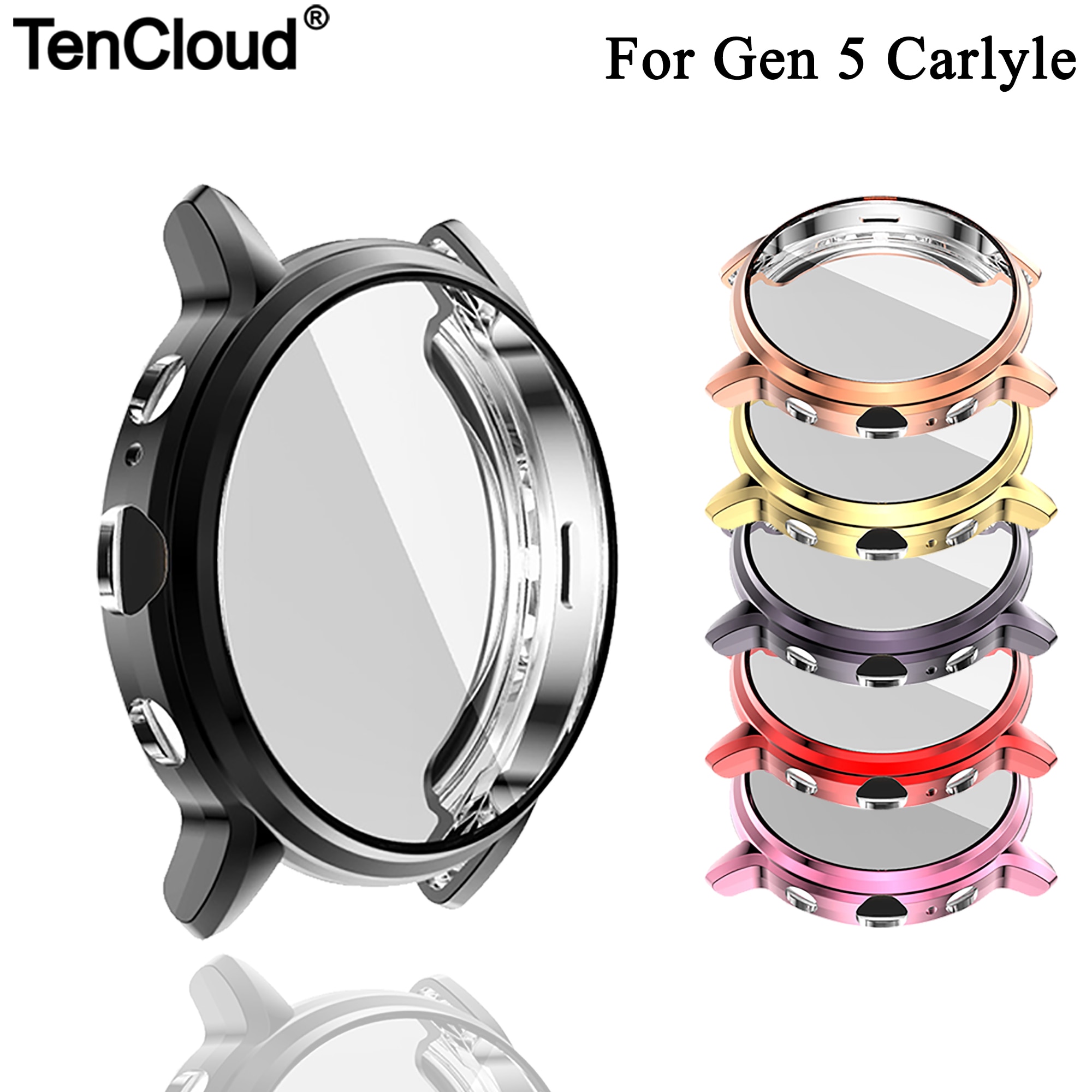Tencloud Protective Case For Fossil Gen 5 Carlyle Soft TPU Protector For Gen 5 Carlyle Full Screen Cover Bumper Anti-shock Shell