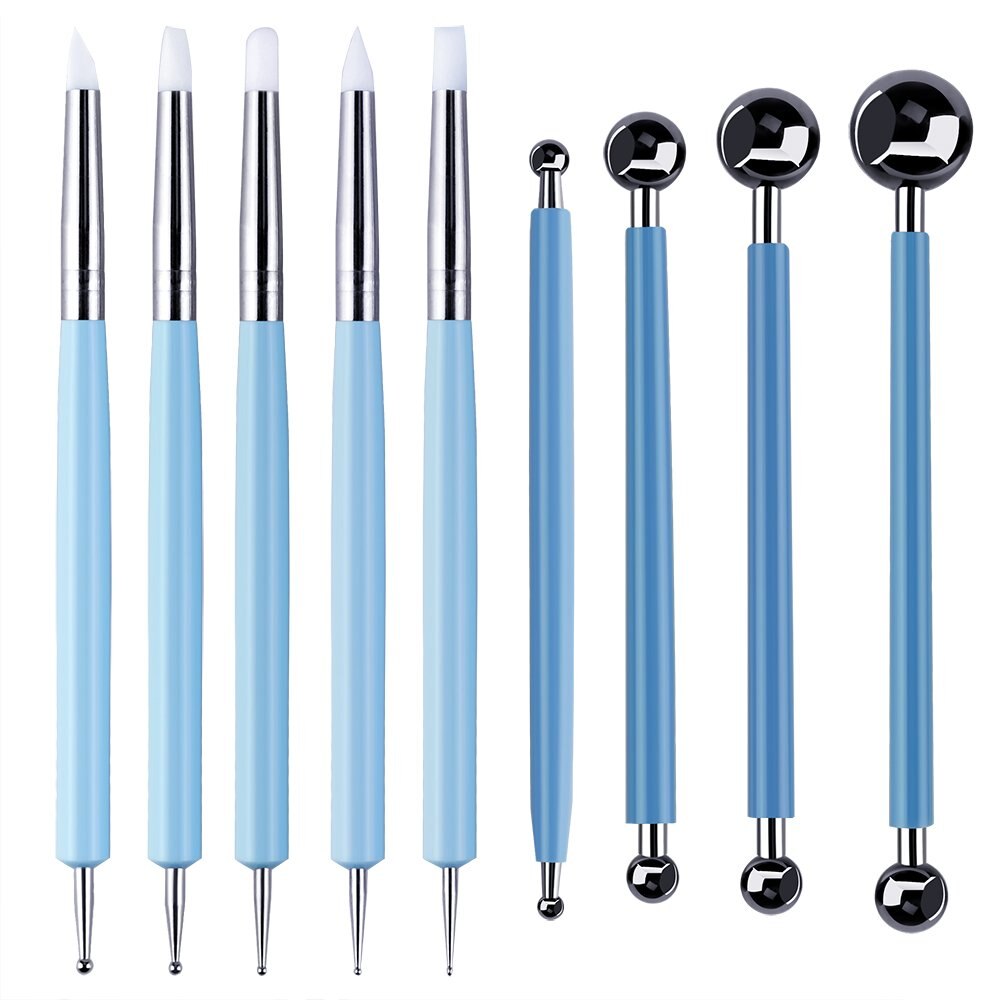Polymer Clay Tools Modeling Clay Sculpting Tools Dotting Pen Silicone Tips Ball Stylus Pottery Ceramic Clay Indentation Tools: Set of 9 A
