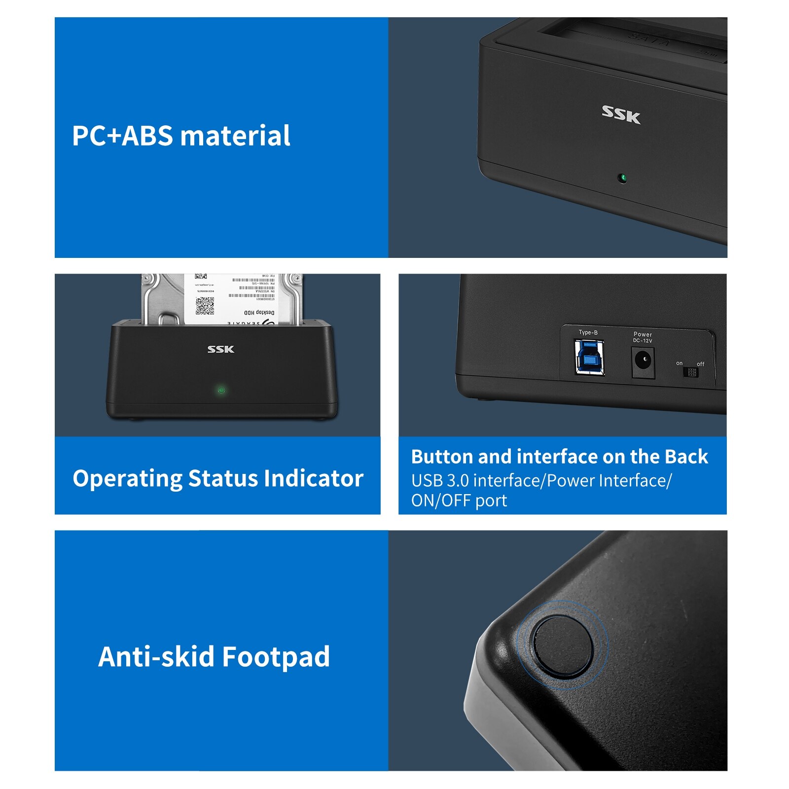 SSK USB 3.0 robić SATA zewnętrzny dysk twardy stacja dokująca adapter obudowy robić 2.5 i 3.5 Cal HDD SSD SATA, Super prędkość robić 5Gb