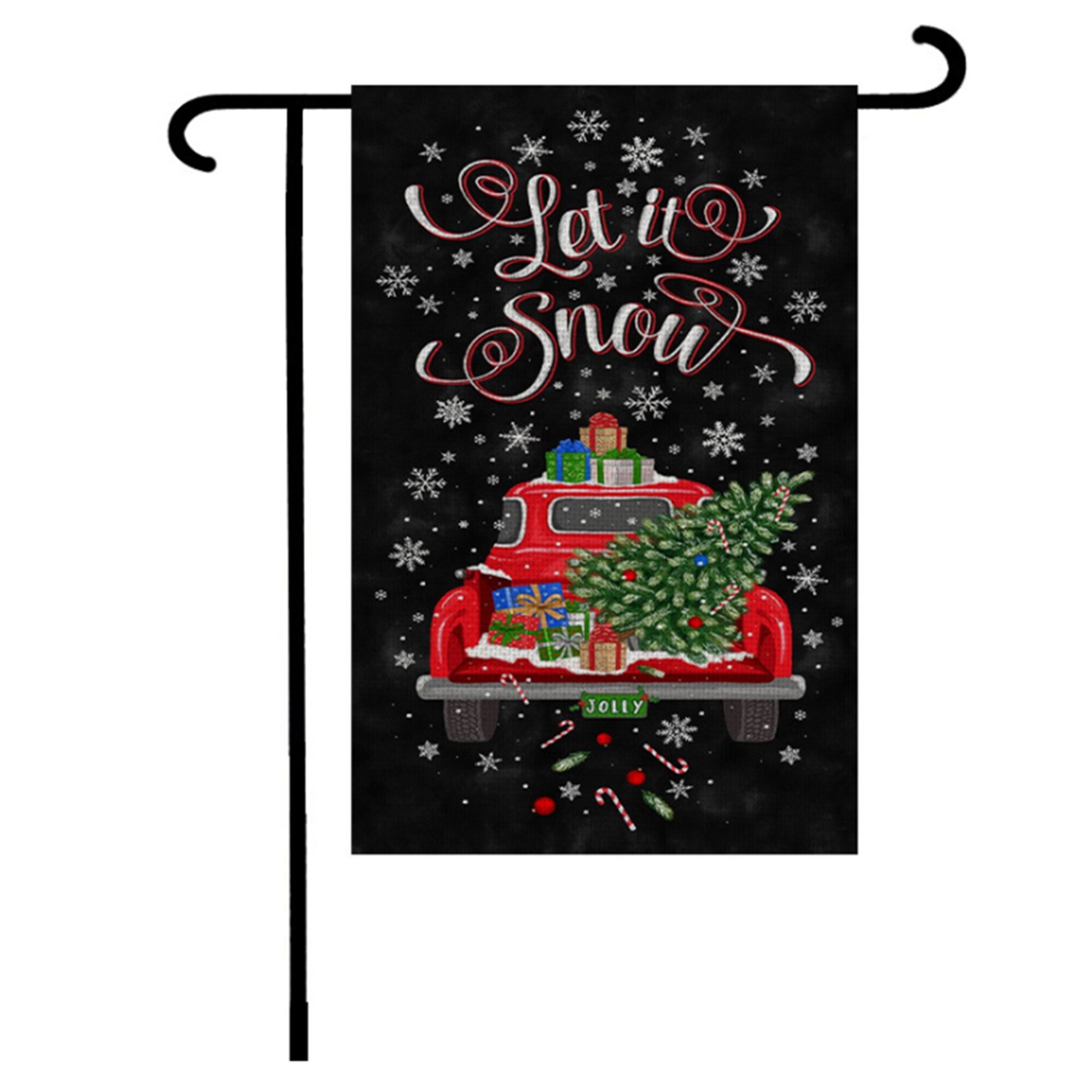 Drapeau de jardin de noël, Double face bonhomme de neige père noël Elk camion Vertical extérieur Yard drapeau pour les D \ u00e9cor: Style 7