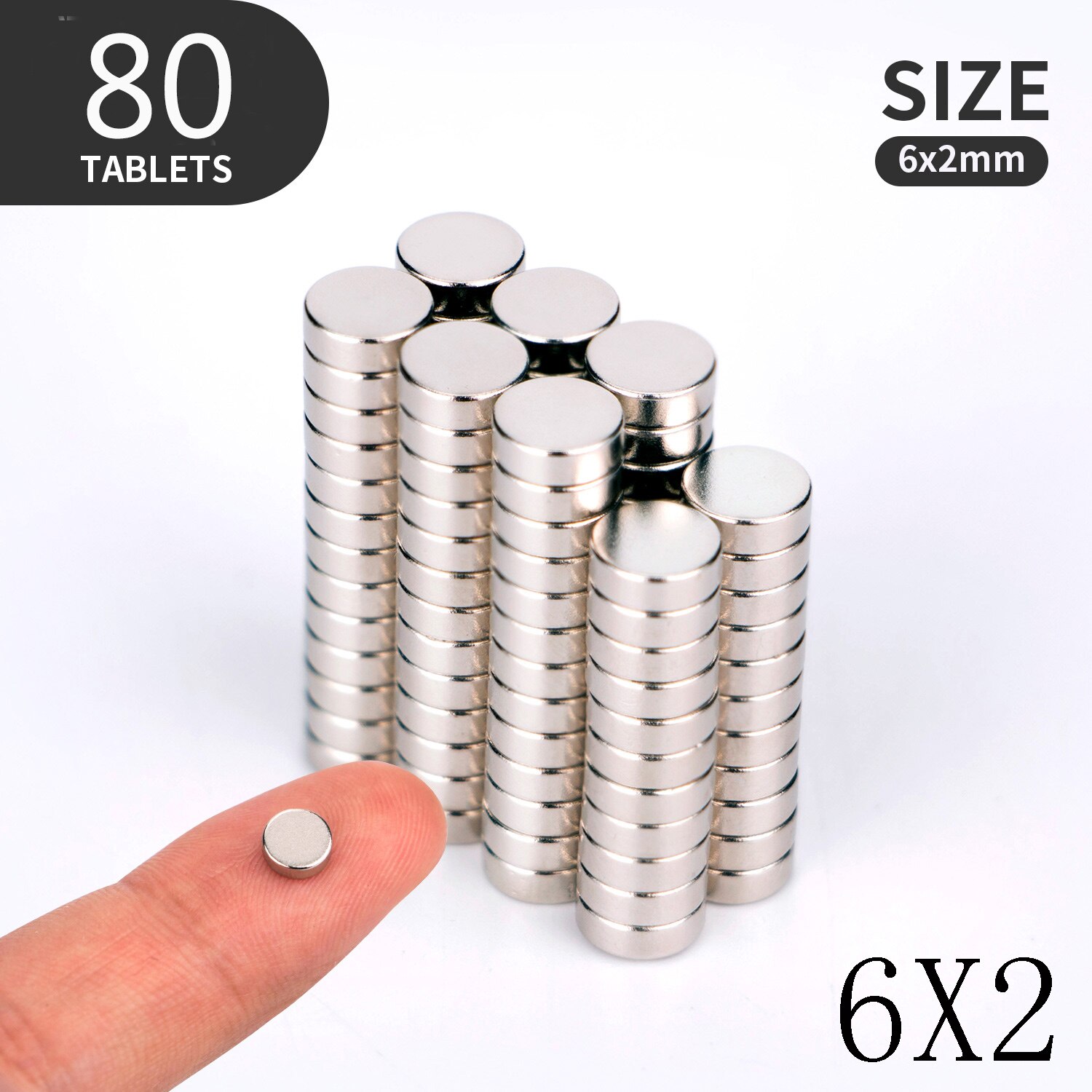 10 20 50 unids/lote 5x2 5x3x3 4x4 5x5 6x2 8 2 8 2 8 2 8x8x2mm imán pequeño imán redondo imanes imán de neodimio de tierras raras: 100pcs(6X2)