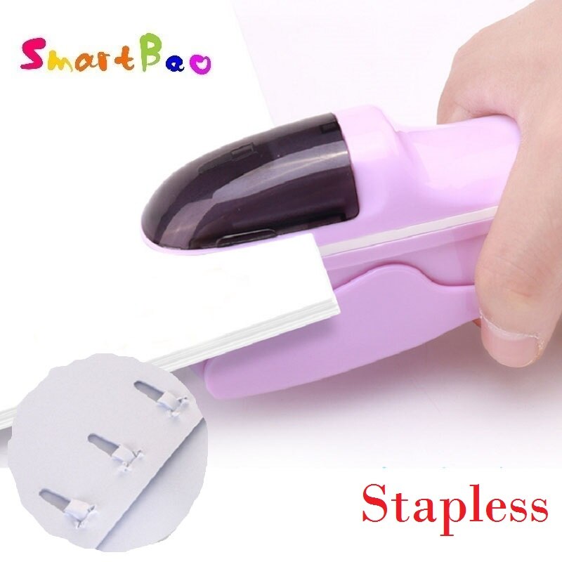 Grapadora sin grapas, grapadora sin grapas, compacta, ergonómica, divertida, sujeta bien, capacidad de encuadernación de 7-9 hojas